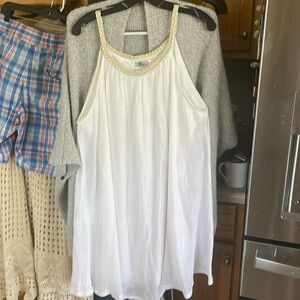 India Boutique Women White Polyester Woven Gold Strap Dress Size One